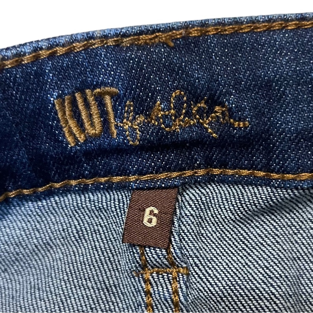 Kut from the Kloth Dark Wash Straight Leg Cuffed Hem Cropped Jeans Sz 6 - Picture 9 of 10